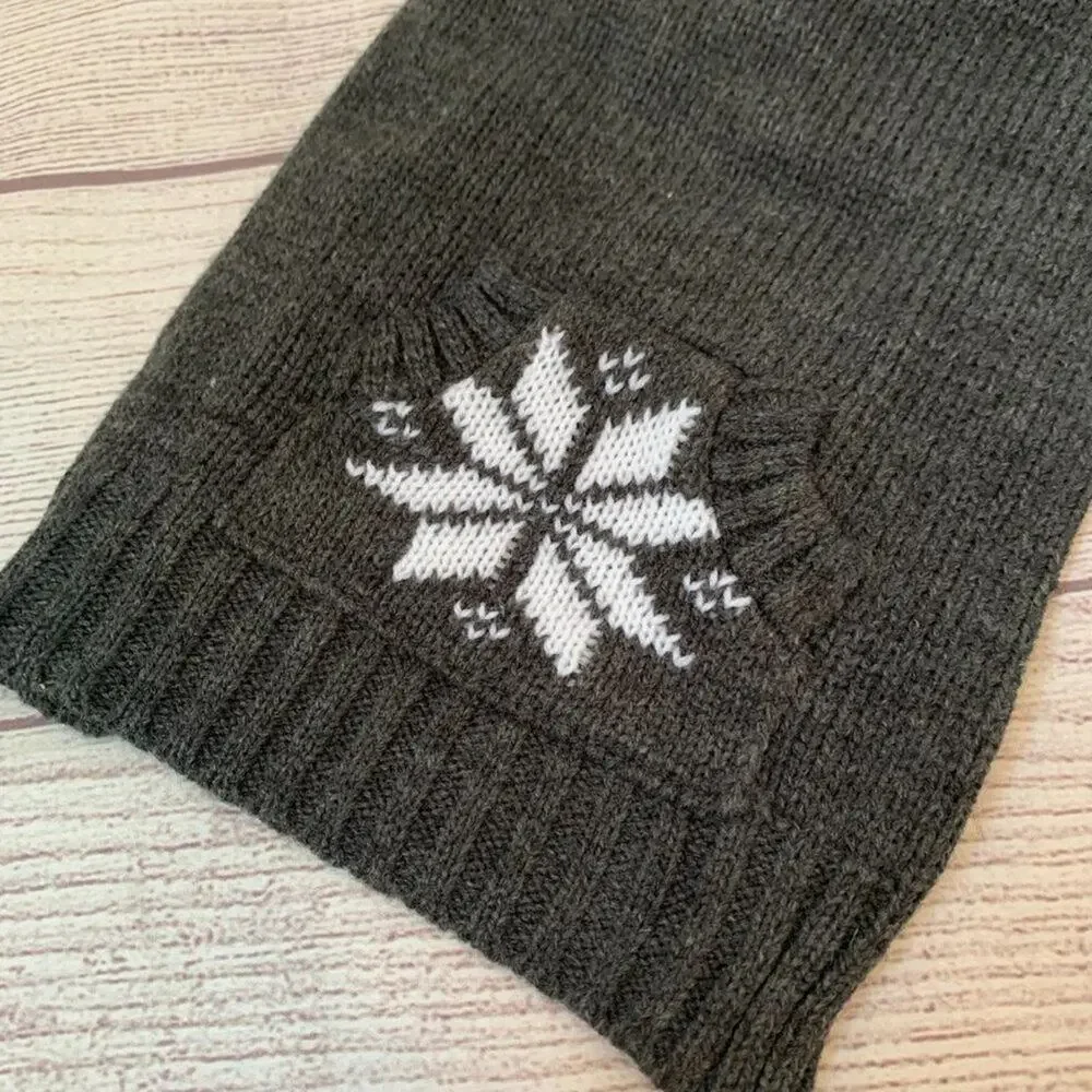 Friends Forever Gray and White Snowflake Dog Sweater with Pom Pom Hoodie Size S